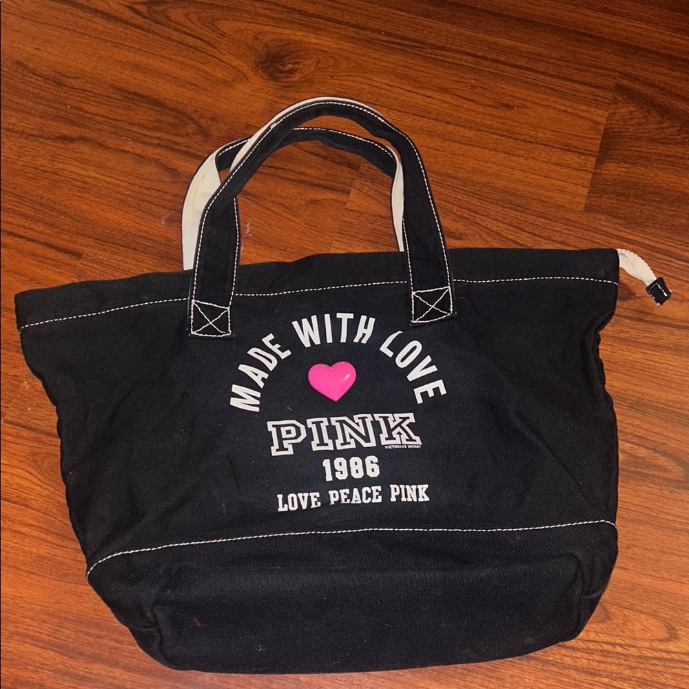 VS PINK MADE With LOVE 1986 Love Peace PINK Black Pink LRG Tote LTD Edition VTG
